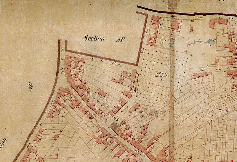 Plan commandé par le préfet Rambuteau : section AA, dite de la mairie (4e feuille).