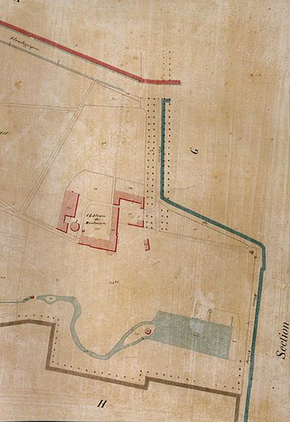 Plan commandé par le préfet Rambuteau : section J, dite du château de Montreau (1e feuille).