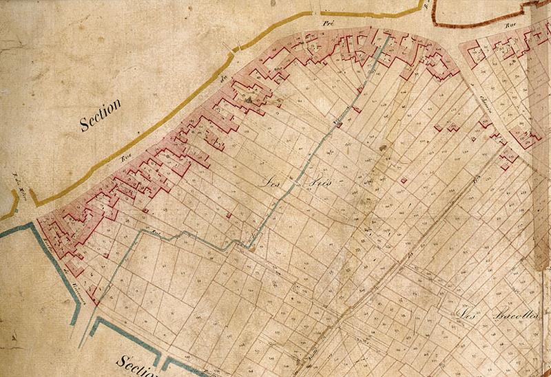 Plan commandé par le préfet Rambuteau : section Q, dite de la Rue du Pré (1e feuille).