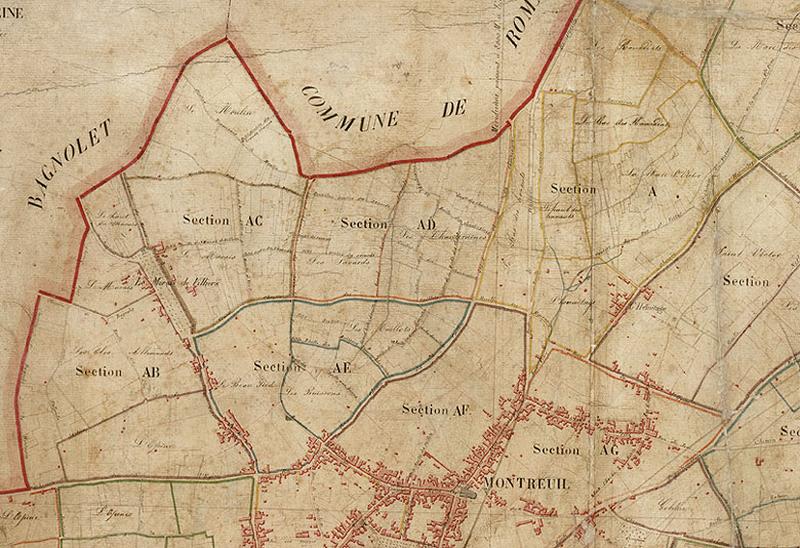 Plan commandé par le préfet Rambuteau : tableau d'assemblage ouest (Marais-Roches).