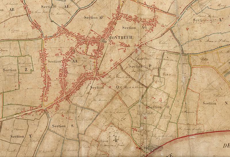 Plan commandé par le préfet Rambuteau : tableau d'assemblage sud (les carrières).