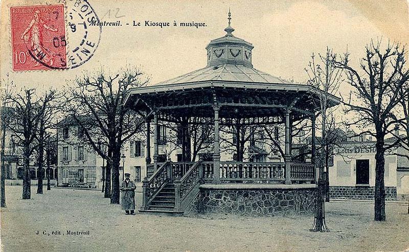 Montreuil-sous-bois. Le kiosque à musique, carte postale, 1905, éd. J.C.