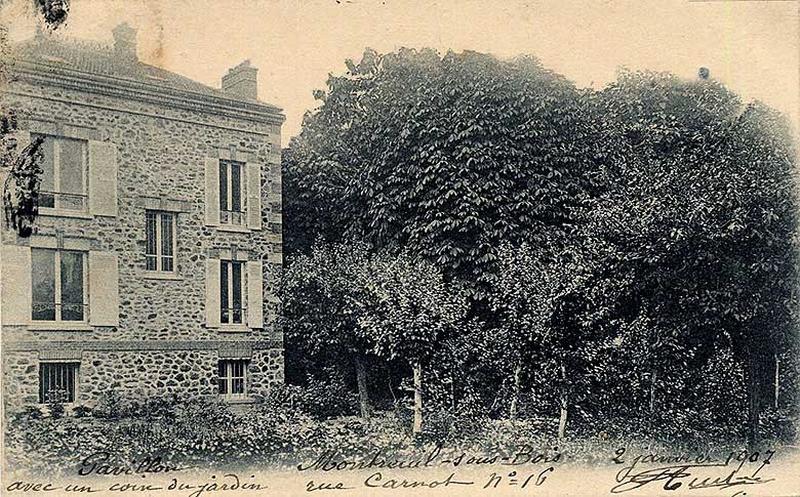 Montreuil-sous-bois. Maison au 16, rue Carnot, carte postale, 1907