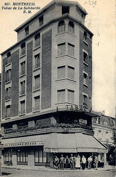 Montreuil. Tabac de la Solidarité, carte postale, éd. E.M., vers 1938.