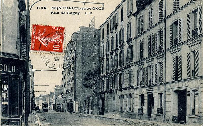 Montreuil-sous-bois. Rue de Lagny, carte postale, ed. E.M., début 20e siècle.