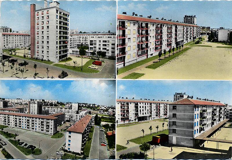 Quatre vues du Bel-Air, carte postale, vers 1960.