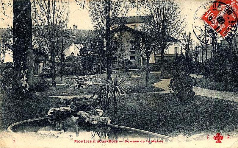Montreuil-sous-bois. Square de la mairie, carte postale, 1909