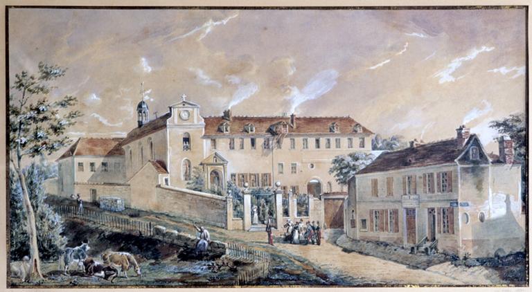 'Vue de l'hôpital de Melun et de sa crèche', 'donnée par l'artiste en 1849'.