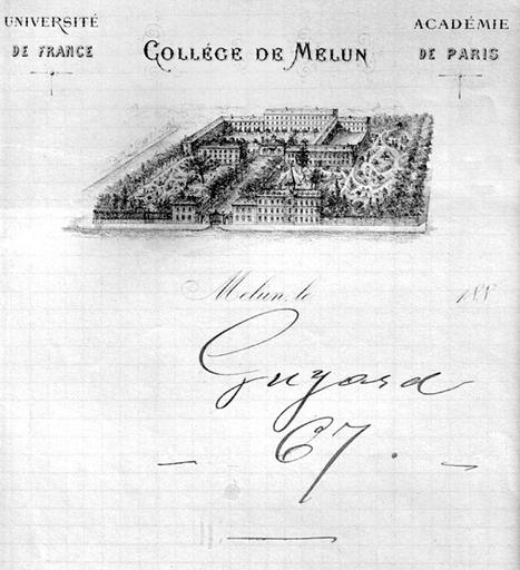 Papier à en tête du collège de Melun, vers 1880.