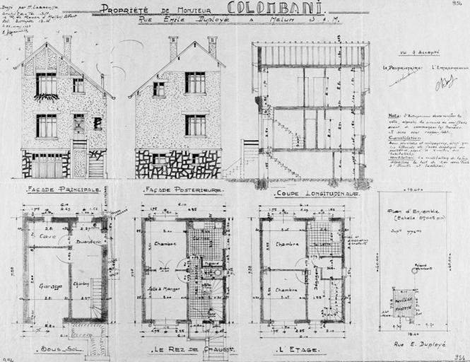 Propriété de M. Colombani, rue Emile-Duployé. L'un des nombreux projets pour pavillons de l'architecte Henri Labrousse.