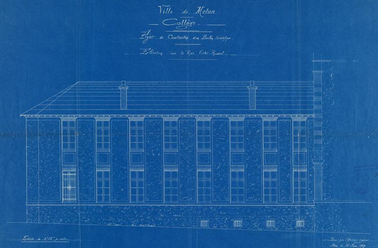 Projet de construction d'un pavillon scientifique : élévation sur la rue Victor-Roussel.