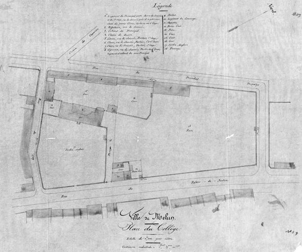 Plan du collège avant sa reconstruction par Touzet.