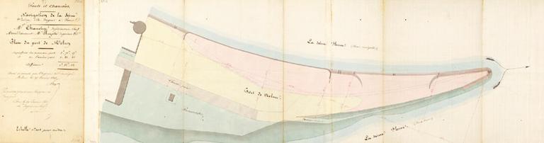 Ponts-et-Chaussées, navigation de la Seine : plan du port de Melun.