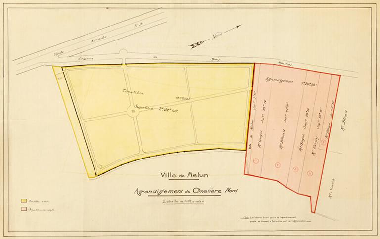 Plan pour l'agrandissement du cimetière nord.