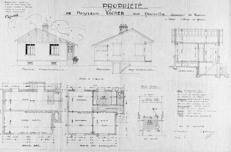 'Propriété de M. Vacher rue Nouvelle, lotissement de Voisenon à Melun'. Autre exemple de pavillon sur le plateau nord.