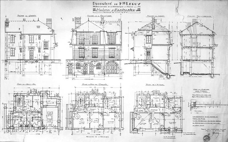 Projet pour la propriété de Mme. Leroy, boulevard de la République (actuellement 5bis boulevard Aristide-Briand).