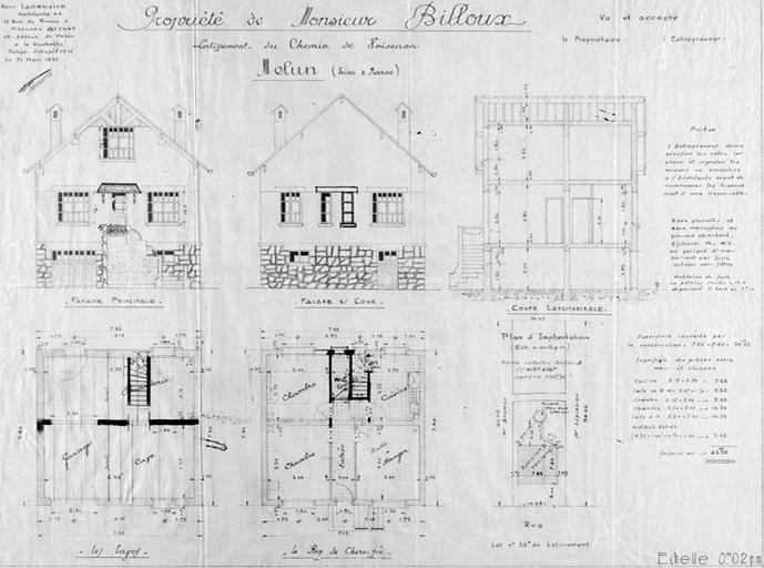 'Propriété de M. Billoux, lotissement du chemin de Voisenon'. Autre exemple de pavillon sur le plateau nord, toujours par Labrousse.