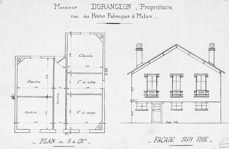 'Monsieur Dorangeon, propriétaire rue des Petites-Fabriques à Melun'. Exemple de projet d'entrepreneur.