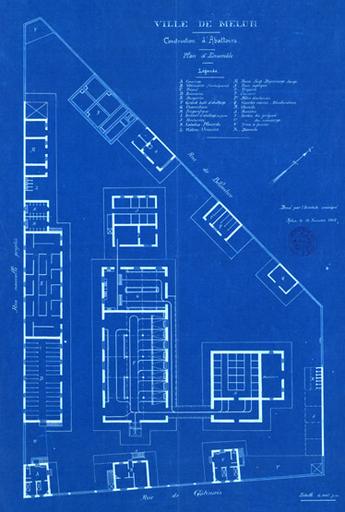 'Ville de Melun. Construction d'abattoirs, plan d'ensemble (12 novembre 1907)'. Projet non réalisé.