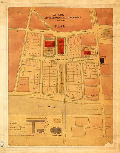 Plan de lotissement des casernes (projet non réalisé).