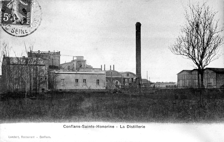 La distillerie Bonna sur le territoire d'Achères (détruite) : façade latérale.