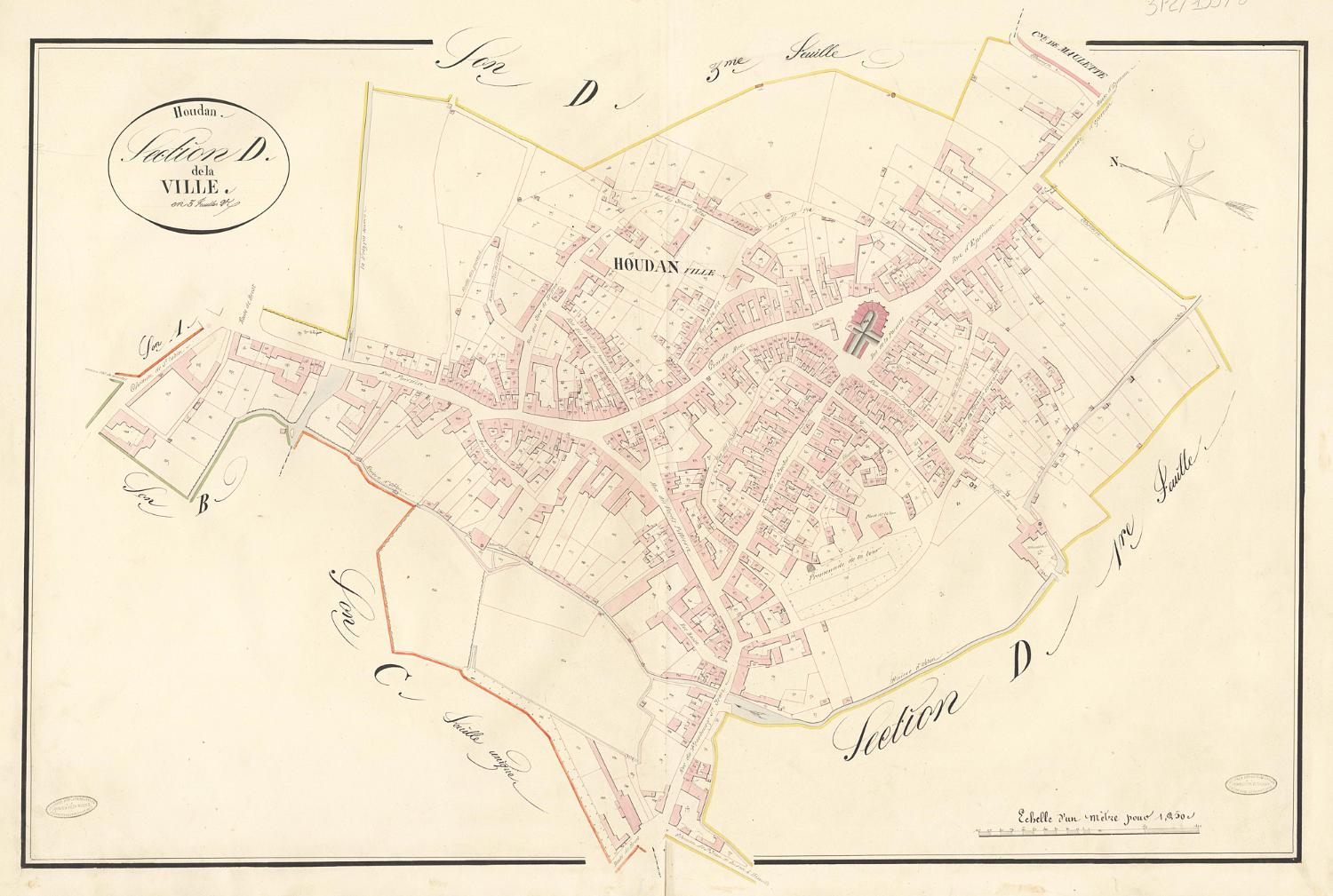 Cadastre 1826. Le moulin sur l'opton n'est pas encore détruit.