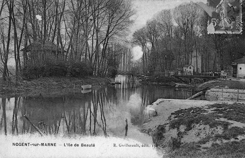 Vue de l'île de beauté et du petit bras de la Marne aujourd'hui comblé.