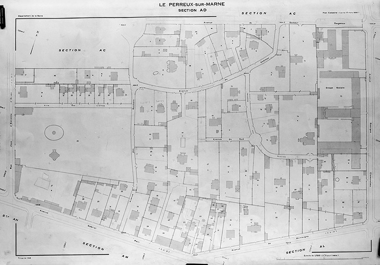 Planche de la section AD du cadastre de 1947.