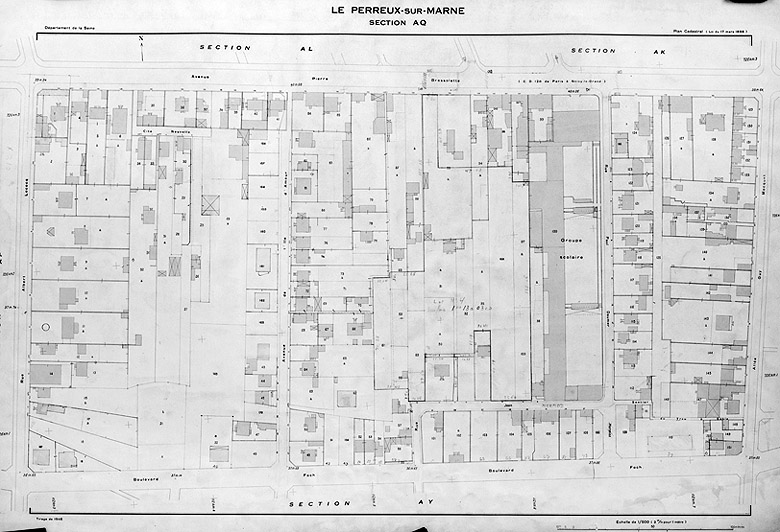 Planche de la section AQ du cadastre de 1947.