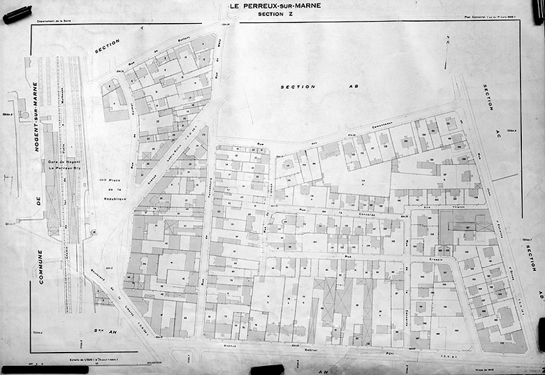 Planche de la section Z du cadastre de 1947.
