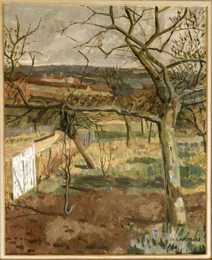 Tableau : Paysage d'hiver, signé 'Le Bourdellès'. Huile sur toile, sur le mur sud de la salle à manger (rez-de-chaussée de l'hôtel de la préfecture).