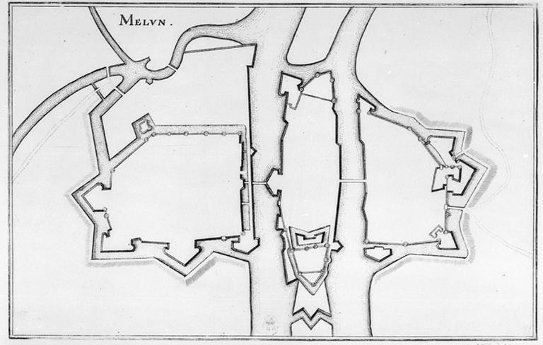 Les fortifications de Melun : plan de Tassin, XVIIe siècle (variante).