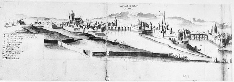 La ville de Melun, 1611. Dessin de Joachim Du Viert.