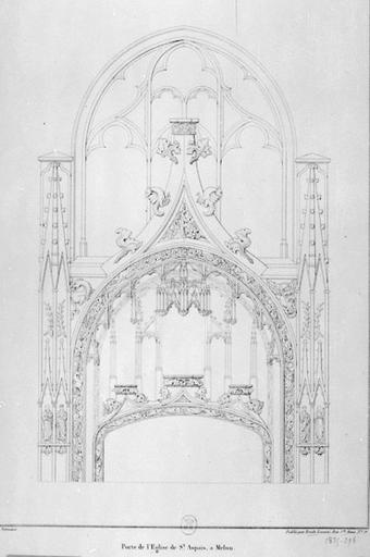 Portail sud de la façade orientale. Gravure, XIXe siècle.