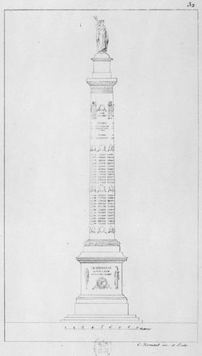 Projet (non réalisé) de colonne commémorative place Saint-Jean, vers 1800. Gravure de Normand.