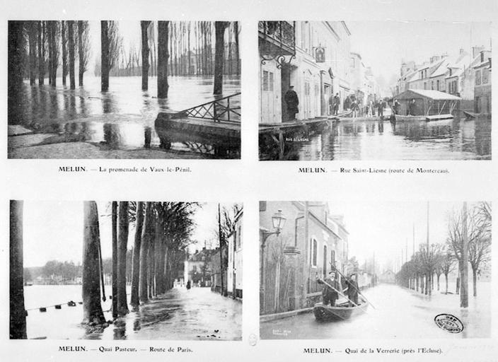 L'inondation de 1910 à Melun.