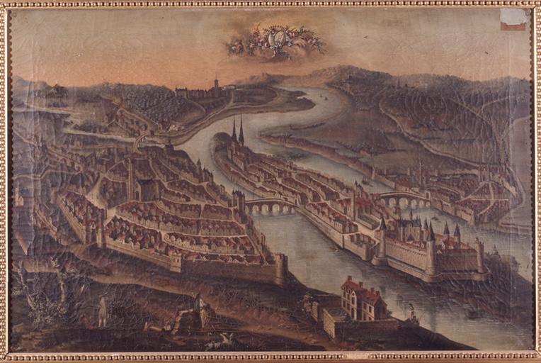 'Vue à vol d'oiseau de la ville de Melun au XVIe siècle' (copie du XVIIIe siècle).