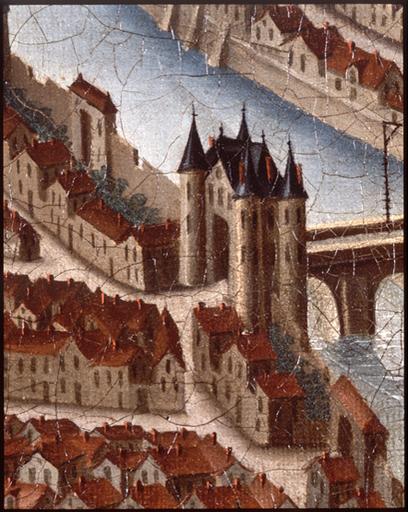 'Vue à vol d'oiseau de la ville de Melun au XVIe siècle' (copie du XVIIIe siècle), détail : le Châtelet.