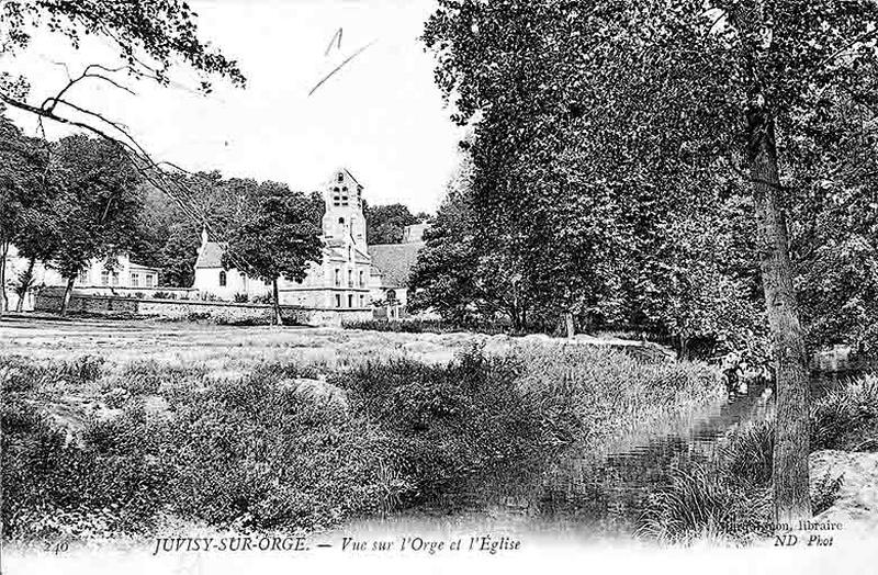 Vue des bords de l'Orge au niveau de la prairie qui s'étendait devant le château devenu hôtel de ville.