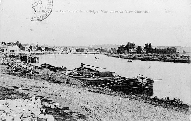 Vue du port aux matériaux, en bord de Seine entre Juvisy et Viry-Châtillon.