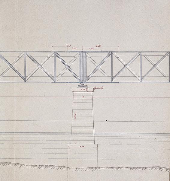 Projet de montage sur échaffaudage du pont sur la Seine dressé par l'agent-voyer-chef Michaux le 10 juin 1893.