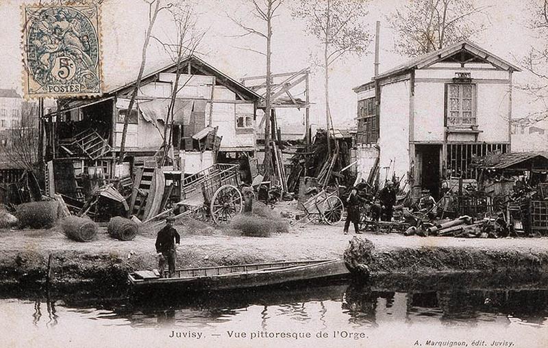 Maisons de chiffonniers er de ferrailleurs installés sur les bords de l'Orge.