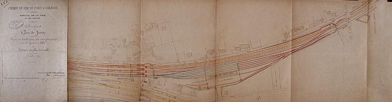 La gare et ses voies ferrées : doublement des voies de la ligne Paris-Corbeil : plan de l'ensemble des installations nouvelles affectant la gare de Juvisy, dressé le 22 août 1903.