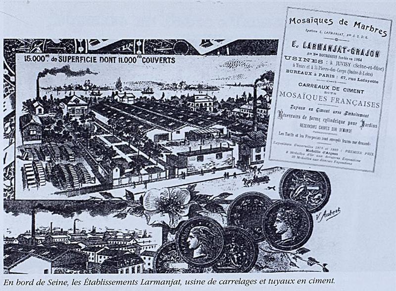 Vue aérienne des bâtiments de l'usine.