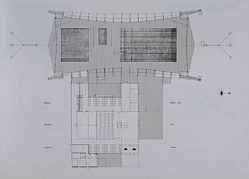 'Opération 1000 piscines' : concours nationaux sur le thème de la piscine, organisé par le Secrétariat à la Jeunesse, aux sports et aux loisirs, 1969-1970 : présentation des projets primés : 8e prix dans la catégorie des piscines transformables : plan d'ensemble.