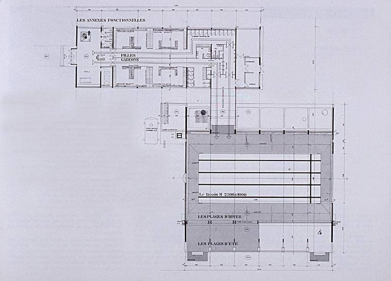 'Opération 1000 piscines' : concours nationaux sur le thème de la piscine, organisé par le Secrétariat à la Jeunesse, aux sports et aux loisirs, 1969-1970 : présentation des projets primés : 4e prix dans la catégorie des piscines économiques : plan d'ensemble.
