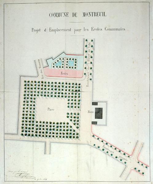 Projet d'emplacement pour les écoles communales, par l'architecte, 1826.