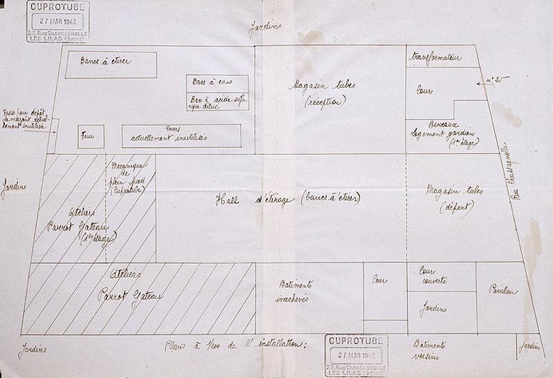 Plan d'ensemble de l'usine en 1942.