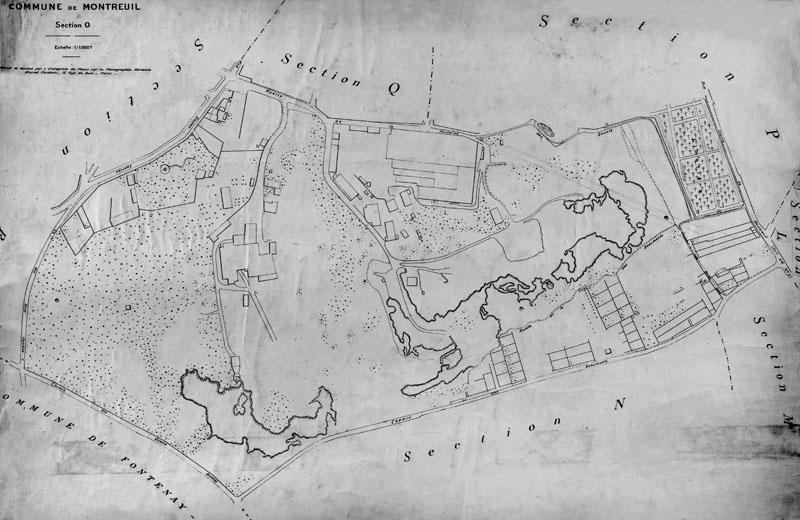 Plan dressé par l'entreprise de plans par la photographie aérienne Marcel Chrétien : section O (parc des Beaumonts)