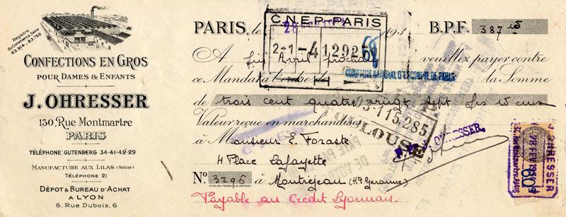 Mandat de la société Ohresser (avant 1934).